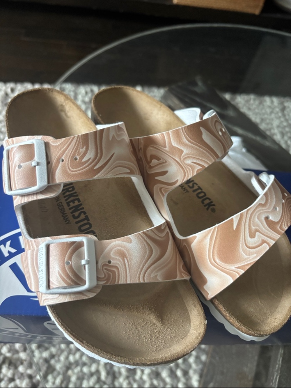 Birkenstock Arizona marble new beige Birko-Flor